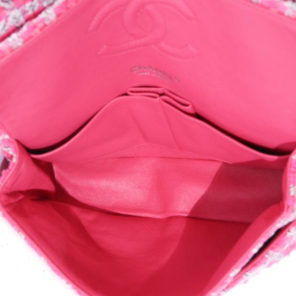 Chanel Pink Tweed Medium Classic Double Flap - Picture 8 of 8